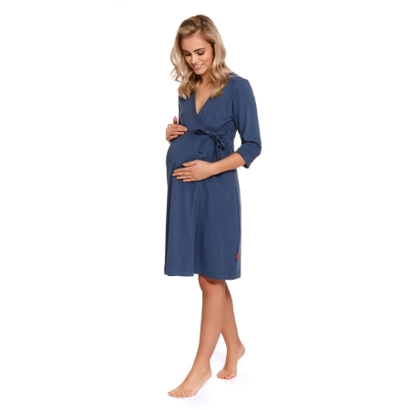 Cotton maternity robe by DN (blue)