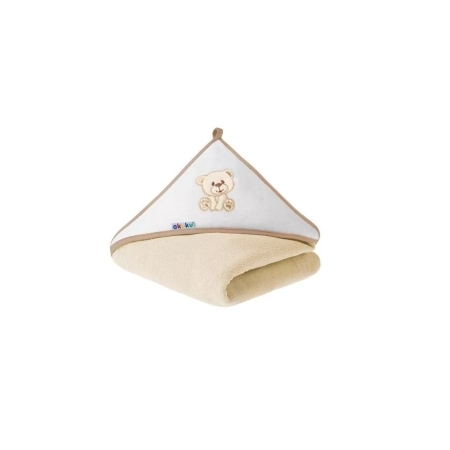 Baby Hooded Towel teddy bear, 100x100, Akuku (white / brown)