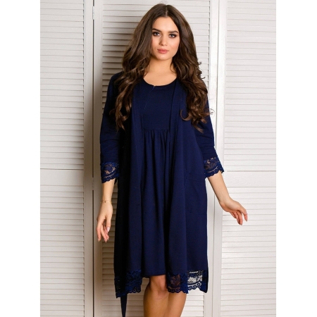 Robe for pregnant and nursing, Grace, by ForMommy (dark blue)