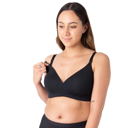 EMBRACE LEAKPROOF BLACK T-SHIRT NURSING BRA - WIREFREE