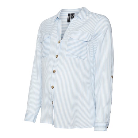 Shirt-type blouse for pregnant and nursing mothers VMMBUMPLY, Vero Moda (White/blue)