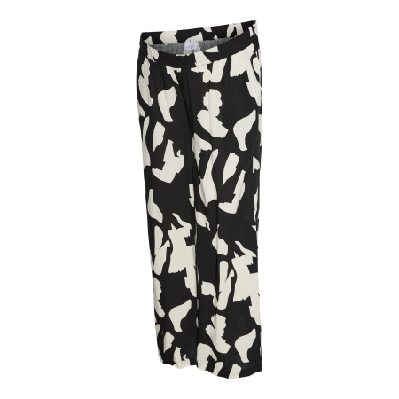 Maternity casual pants MLMICHELA, Mamalicious (Black, birch aop)