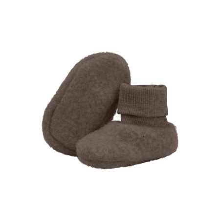 Woolen baby booties, Huttelihut Dark brown