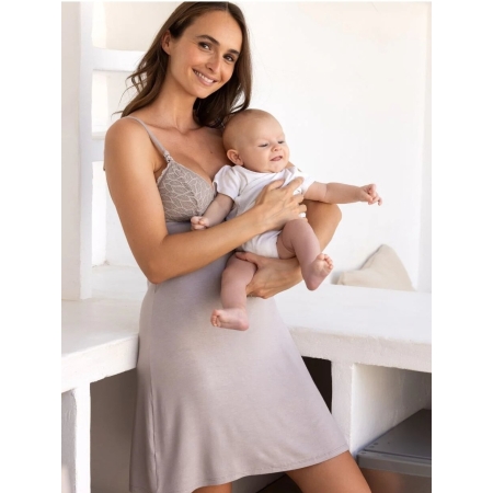 Bliss Strappy Nightgown, Cache Coeur (Taupe)