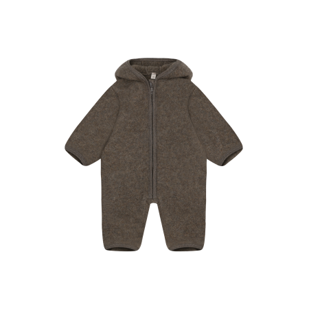 Merino wool jumpsuit with hood HUTTEliHUT Brown melange