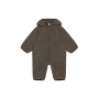 Merino wool jumpsuit with hood HUTTEliHUT Brown melange