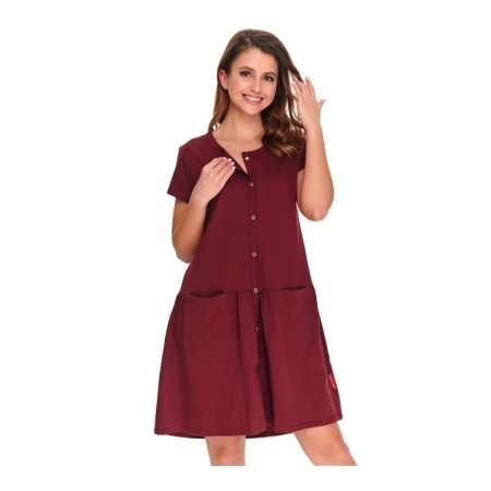 Maternity breastfeeding nightdress Sangria by DN (burgundy)